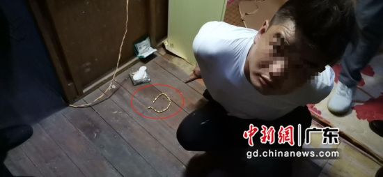 图为现场缴获被抢金链。 作者 惠东县公安局供图