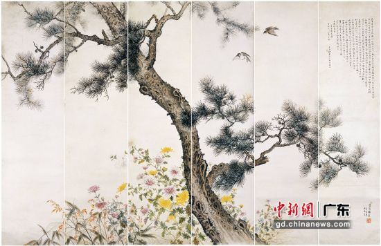 《松菊六条屏》，何香凝1931年作品。(资料图) 作者 何香凝美术馆 供图
