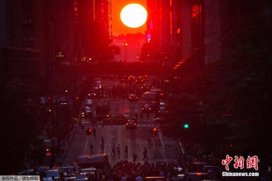 纽约将迎曼哈顿悬日奇观 夕阳余晖尽染(图)
